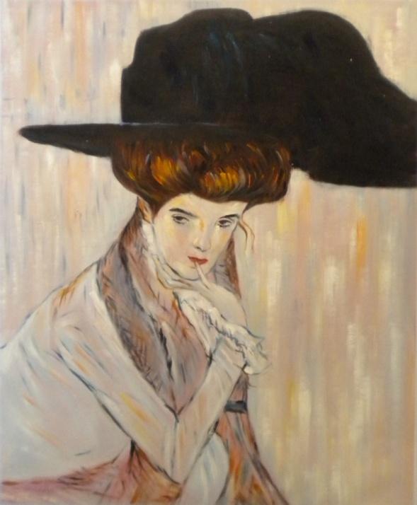 store falso d'autore Donna con cappello di Gustav Klimt